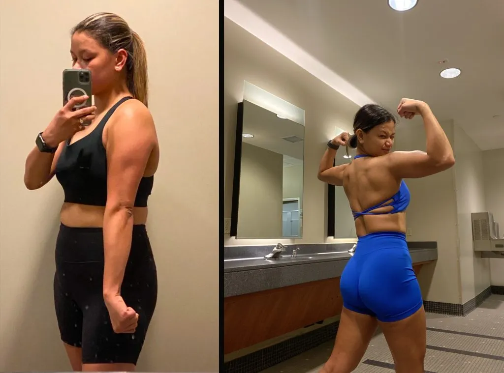 Client before and after 18 months of personal training: 40+ pounds of fat lost, 10+ pounds of muscle gained